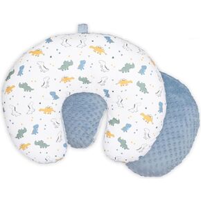 Double-Sided Baby Nursing Pillow Cover Set - 4 Pack - Soft Unisex Breastfeeding Pillow Cover for Girl & Boy with Hanging Loop - Multipurpose Washable Quick-Dry Slipcover Case with Waterproof Liner