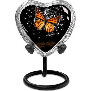 Heart Shaped Keepsake Cremation Urns for Human Ashes - Black Butterfly Small Keepsake Urn for Men Women Children Pets - Burial Urns