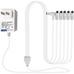 (6-Output) White AC/DC 4.5V Power Adapter Replacement for Lemax Lighting Accessories 74295 74707 94527 94563 94565 94566 94564 Christmas Micro/Mini House Lighting Village Spooky Building Decoration