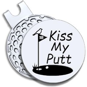Kiss My Putt Golf Ball Marker with Magnetic Hat Clip, Funny Golf Accessories Gifts for Men Women, Golf Gifts for Men Woman, Retired Gift for Men Woman Golf Fan, Golf Novelty Gift