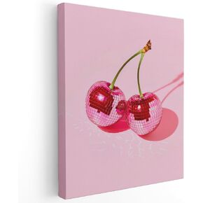 APJYM Cherry Disco Ball Decor, Preppy Hot Pink Disco Ball Wall Art, Trendy Retro Y2K Wall Decor, Preppy Room Decor Aesthetic, Y2K Room Decor, Pink Room Decor, Preppy Dorm Decor, 11x14 Inches Framed