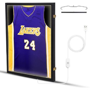 CDEN Jersey Display Frame Case with LED Lights, Large Sport Jersey Shadow Box, 23.7 * 31.6inch, 98% UV Protection Acrylic （1PACK）