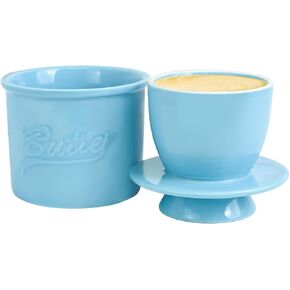 Butter Crock with Lid, The Original French Butter Dish Keeper for Spreadable Butter, Marble Ceramic Butter Crock for Counter with Water Line, Butter Storage, Home & Kitchen Decor
