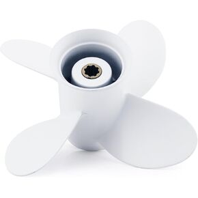 CAPTAIN Propeller Suitable for Yamaha 9.9HP F9.9 15HP F15C F15 F20 4-Stroke Outboard - 4 Blades, 8 Spline Teeth, 9 1/4x10 Pitch - White