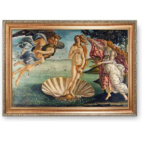 A&T ARTWORK The Birth of Venus by Sandro Botticelli,Framed Size:34.5x24.5 inches,Image Size:30x20 inches World Classic Reproductions for HomeDecor,Italy Style Luxurious Gold Embossing Frame