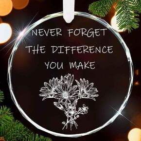 Thank You Gifts - Never Forget The Difference You Have Make - Crystal Glass Christmas Ornaments, Appreciation Gifts, Farewell Gift, Retirement Gifts for Women, Men, Coworker Boss Friend