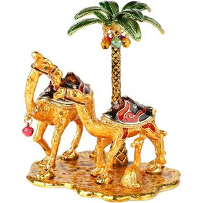 Vacation Camel Family Trinket Boxes with Hinged Coconut Bell Enamel Hand-Painted Animals Ornaments Unique Gift for Home Decor