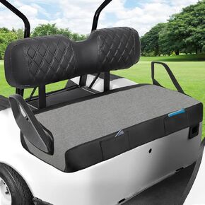 iLSKW Golf Cart Seat Blanket Covers Fit Club Car Precedent DS EZGO TXT/RXV Front Seat, Universal Golf Cart Seat Blanket Cover with 2 Pockets for All Seasons, Breathable Weave Linen and Leather Design