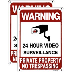Video Surveillance Sign 2 Pack, All Activities Are Monitored Outdoor Sign, 7 x 10 Inches Aluminum Security Camera Sign for Home, Business, Driveway Alert, CCTV