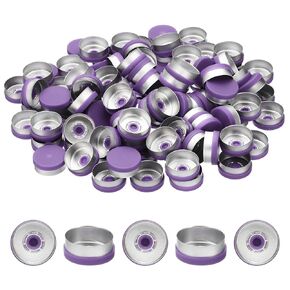 PATIKIL 13mm Flip Off Caps, 100 Pcs Flip Off Caps Flip Off Seals Flip Off Vial Seals Plastic Aluminum Caps Cover for Glass Vial, Purple
