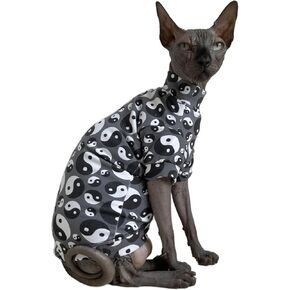 إصدار محدود من تي شيرت Sphynx Cat القطني بدون شعر للقطط، ملابس القطط الأليفة، الياقة المستديرة، قمصان القطط، ملابس القطط والكلاب الصغيرة (عظم السمكة للقطط، مقاس XL (10-12 رطل))
