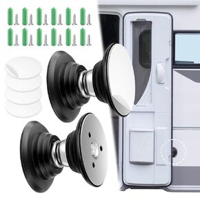2 Pack RV Magnetic Door Catch, FlyCoco Powerful Magnetic Baggage Door Holders for RV, Heavy Duty Magnetic Door Stopper with Adhesive Tapes and Screws Set for RV Trailers Motorhome Camper Home Kitchen