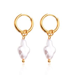 Pearl Hoop Earrings for Women Gold Pearl Earrings Baroque Baroque Pearl Drop Earrings Dainty White Pearl Earrings Wedding Jewelry Gifts