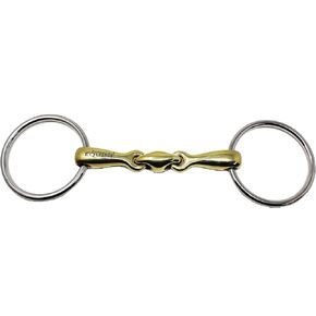 ProRider SS Loose O-Ring Dog Bone Snaffle Pony Horse Bit 5" Brass Mouth Equine 35521B