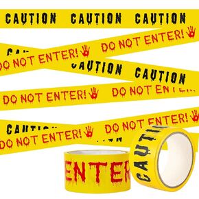 2 Ppcs Halloween Decorations Caution Tape, Scary Party Supplies Favors, Halloween Decor Yellow Do Not Enter Warning Tape Roll for Party,Door,Danger Areas