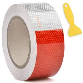 RVGUARD Reflective Tape 2 Inch x 50 Feet, DOT-C2 Highly Visible Red & White Tape, Waterproof Outdoor Reflective Tape for Trailers, Trucks, Vehicles