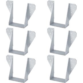 6 Pcs 4x6 Face-Mount Joist Hanger,Thickness 2mm(14 Gauge),Hot Dip Al-Zn Joist Hanger Bracket Structural-Connectors,Inner Width:89mm(3½ inches)