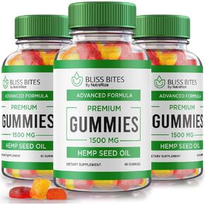 (3 Pack) Bliss Bites Gummies, Bliss Bites Hemp Gummies, Bliss Bites Supplement, Bliss Bites for Tranquility, A Daily Indulgence of Relaxation, BlissBites Reviews (180 Gummies)