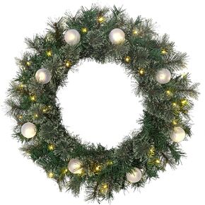 24" Pre-Lit Christmas Wreath with 35 Warm White and Coloful Dual LED for Wall Window Front Door Indoor Outdoor Wedding
