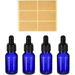PATIKIL 60ml Glass Dropper Bottle, 4Pcs Leakproof Essential Oils Sample Liquid Perfume Container with Eye Dropper 6 Labels for Storage Home Travel, Clear
