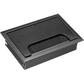 YOKIVE Desk Cable Hole Cover with Brush, Aluminum Alloy Grommet Great for Office, Home, Daily Use (108x69mm, Black)