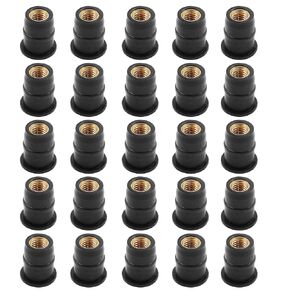 Waziaqoc M5 Neoprene Well Nut, Brass Bolt Rubber Well Nut for Motorcycle Windscreen Kayak Boats, 25PCS