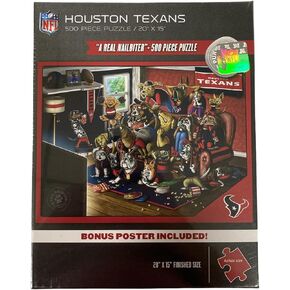 YouTheFan NFL Houston Texans Purebred Fans NFL Purebred Fans "A Real Nailbiter" Puzzle & Bonus Poster, Team Colors, 15" X 20"
