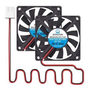 WINSINN DC 70mm Fan 12V 7010 Dual Ball Bearing Brushless Cooling 70x10mm 2PIN (Pack of 2Pcs)