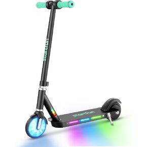 Electric Scooter for Kids Ages 6-12, 150W Motor Provide Up to 8 MPH & 5 Miles, Flash Wheel and Colorful Deck Light, Kids Electric Scooter with Visible Battery Level, Max 132 Lbs