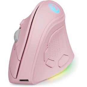 IFYOO 2.4G and BT 5.1 Dual Mode RGB Rechargeable Wireless Vertical Ergonomic Mouse, 5 Side Buttons, Max 8400 DPI, for PC Computer Notebook Laptop, for Windows 11 10, Mac iPad OS, Android - White