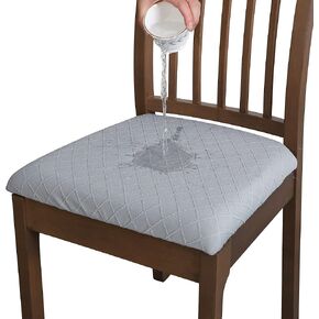 FORCHEER Dining Chair Covers,Stretch Cotton Seat Covers for Dining Room Chairs Set of 6 (Soft-Grey)