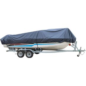 WFLNHB 14-16Ft x 90 Beam Width Heavy Duty PEVA Cotton Waterproof Boat Cover Replacement for V-Hull Fishing Boat V-Hull Tri-Hull Runabout Bass Boat Fish Ski Pro-Style Bass Boat Gray