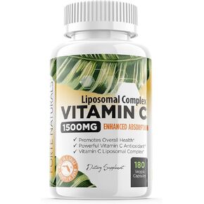 High Dose Vitamin C 1500mg Liposomal C Complex Supplement with Sunflower Lecithin Capsules Supplements Clogged Milk Sunflower Lecithin 180 Capsules Celebration Vitamins