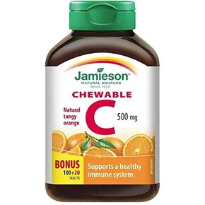 Jamieson Vitamin C Chewable 500 mg - Tangy Orange, 120 tabs Bonus