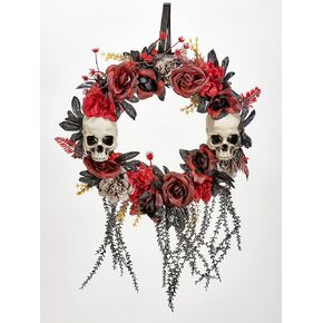 Worth Imports 22" Skull and Spooky Roses Halloween Wreath, Multicolor