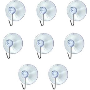 Suction Cup Hooks 2 Inches Suction Cups with Hooks Suction Cup Hook for Window Glass Wall (8 Packs)