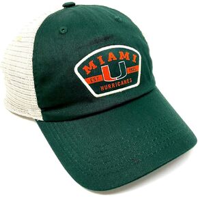 Miami Hurricanes Patch Logo Green & Tan Mesh Trucker Curved Bill Adjustable Snapback Hat