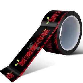 Halloween Caution Tape Roll, 2 Inches x 164 Feet Black There is Horror in This House Sign Zombie Decorations for Halloween Horror Night Theme Vampire Party Decor