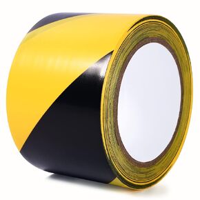 Black & Yellow Safety Tape, 3 Inch x 108FT, Black & Yellow Hazard Warning Stripe Tape, Floor Marking Tape, Strong Adhesive Caution Tape Roll for Walls, Floors, Equipment