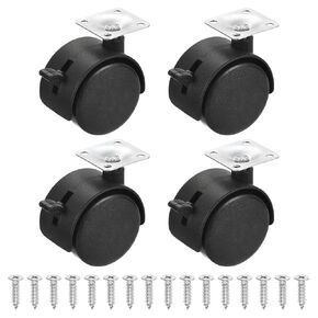 PATIKIL 2" Plate Swivel Casters, 4 Pack PP 360 Degree Rotate Wheels with Brake Load Capacity 66Lbs with M5 Screws for Furniture Workbench Shelving Cart Replacement, Black