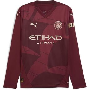 Men’s Manchester City FC 2024/25 Replica Third Soccer Long Sleeve Jersey - Burgundy