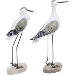 HEALLILY 2pcs sea Bird Figurine Wooden Seagull Figurine Nautical Decorations Ornaments Rustic Vintage Coastal Beach Home Decorations Nautical Light Seagull Figures Brown Seagull Sculpture