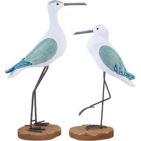 HEALLILY 2pcs sea Bird Figurine Wooden Seagull Figurine Nautical Decorations Ornaments Rustic Vintage Coastal Beach Home Decorations Nautical Light Seagull Figures Brown Seagull Sculpture