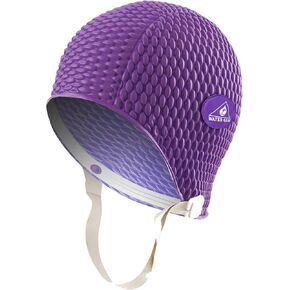 Water Gear Bubble Swim Cap - Ideal for Long Hair and Women's Swimming - Will Keep Long Hair Dry and Secure While Still Providing a Comfortable Fit - Shave Time Off Your Lap - Large Purple