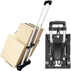 Folding Hand Truck- 290 Lbs Trolley Utility Cart, Portable 4-Wheels Lightweight Utility Cart,130KG Heavy Duty Luggage Cart for Moving Airport Travel Shopping and Office Use