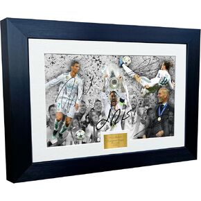 Real Madrid 2018 CHAMPIONS LEAGUE CELEBRATION 12x8 A4 Signed Cristiano Ronaldo Gareth Bale Sergio Ramos Zinedine Zidane - Autographed Photo Photograph Picture Frame Soccer Gift