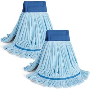 6 Pack Large Microfiber Tube Mop Heads,Heavy Duty Industrial Wet Mop Head Refill,Highly Absorbent,Commercial Mop Head Replacement,Wet Mop Heads Replacement (Blue, 6)