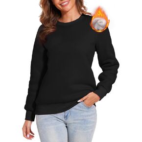 Flygo Women's Fleece Sherpa Lined Crewneck Pullover Sweatshirt Warm Winter Heavyweight Long Sleeve Fleece Sweatshirts