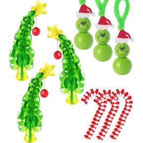 Christmas Crafts for Kids Adults,30 Sets Christmas Beaded Ornament Kit for Kids to Make-Including 12 PCS Green Monster/6 PCS Tree/12 PCS Candy Cane,Christmas Tree Decorations (Assembly Needed)