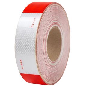DOT-C2 Reflective Safety Tape 2 Inch x 100 Feet Waterproof Red and White Adhesive Conspicuity Tape for Outdoor, Cars, Trucks，Boats Signs. (1)